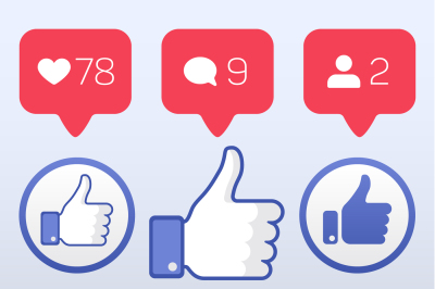 Thumb up, like follower comment icons vector set