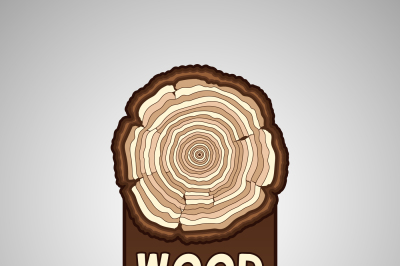 Annual tree growth rings, trunk cross section hipster vector logo temp