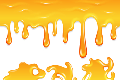 Honey blots sweet splashes and drops vector set