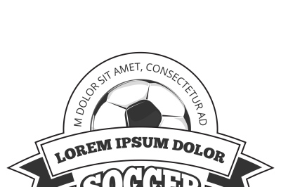 Vector soccer logo, badge template isolated in black white