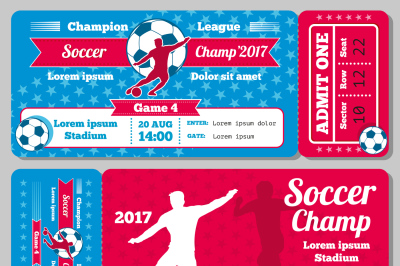 Soccer, football sports vector ticket card, retro design