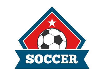 Vector soccer logo&2C; badge&2C; emblem template in red blue