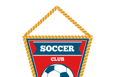 Red triangle soccer pennant isolated white