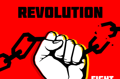 Vector freedom&2C; revolution protest concept background with raised fist