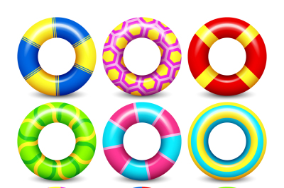 Colorful swim rings vector set