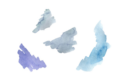 Aquarelle blue crystals and splashes PNG set &nbsp;