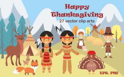 Happy Thanksgiving. Vector clip arts