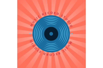 Sound record studio, vinyl music shop, club vector logo 