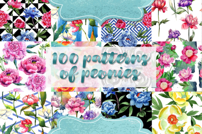 Wonderful 100 patterns of peonies JPG set