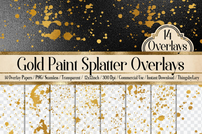 14 Seamless Gold Paint Splatter Overlay Images