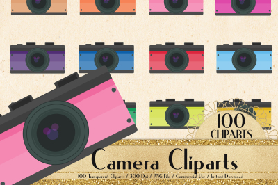 100 Photo Camera Clip Arts in 100 Different Colors