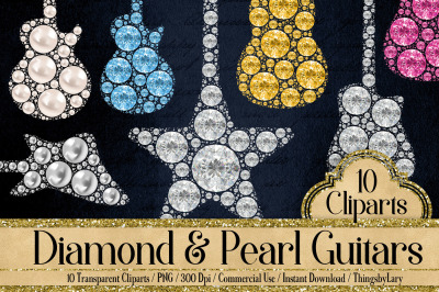 10 Diamond and Pearl Guitar Clip Arts