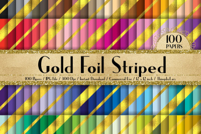100 Seamless Gold Foil Striped Digital Papers 12 x 12 inch