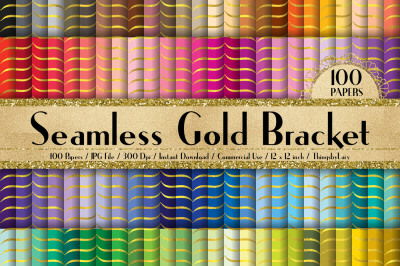 100 Seamless Gold Foil Bracket Digital Papers 12 x 12 inch