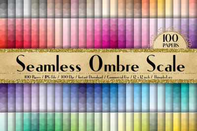 100 Seamless Ombre Scale Pattern Digital Papers 12 x 12 inch