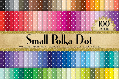 100 Seamless Small Polka Dot Digital Papers 12 x 12 inch