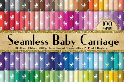 100 Seamless Baby Carriage Digital Papers 12 x 12 inch