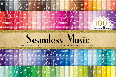 100 Seamless Music Note Digital Papers 12 x 12 inch