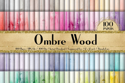 100 Ombre Wood Texture Digital Papers 12 x 12 inch