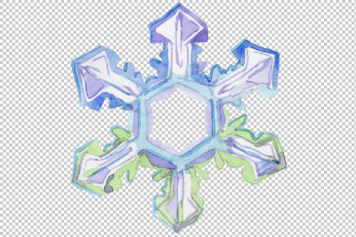 Watercolor colorful snowflakes PNG set