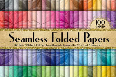 100 Seamless Folded Digital Papers, Origami Digital Papers