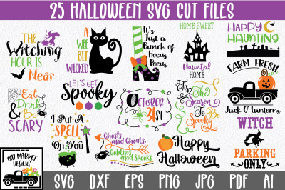 Halloween Bundle with 25 SVG PNG DXF EPS AI JpG Cut Files