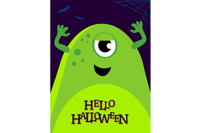 Vector helloween illustration with funny monster