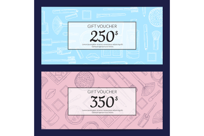 Vector gift card vouchers for beauty products 