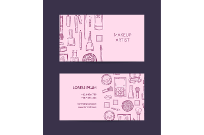 Vector business card template for beauty brand or makeup