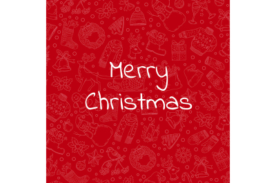 Vector hand drawn christmas red background illustration 