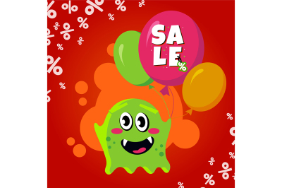 Sale card with cute monster