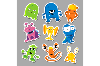 Set of cute monsters stickers