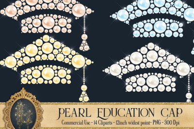 14 Pearl Education Cap Digital Clip Arts, Pearl Graduation