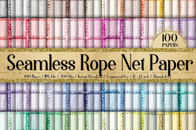 100 Seamless Watercolor Rope Net Digital Papers