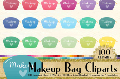 100 Makeup Bag Clip Arts, Women Beauty Clip Arts