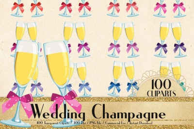 100 Wedding Champagne Glass Clip Arts&2C; Champagne Flutes