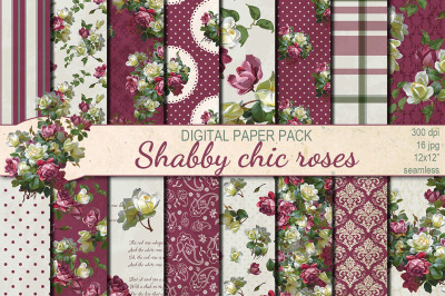Shabby chic roses seamless pattern