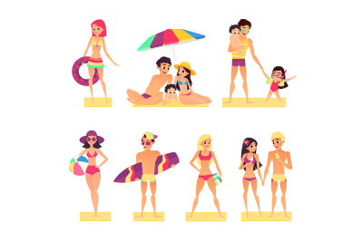 People on vacation. Flat style vector illustration