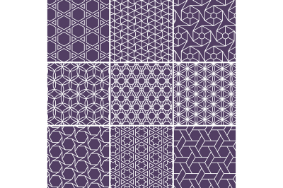 Arabic seamless patterns set from simple geometric shapes