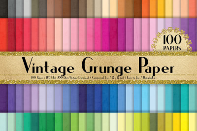 100 Vintage Grunge Texture Digital Papers 12 x 12 inch