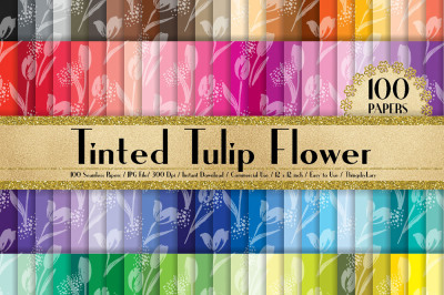100 Seamless Tinted Tulip Flower Digital Papers 12 x 12 inch