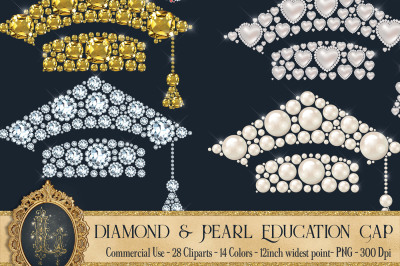 28 Diamond &amp; Pearl Education Clip Arts, Pearl Graduation Kit