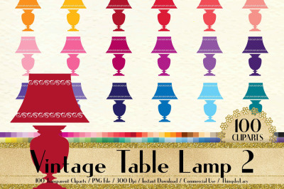 100 Vintage Table Lamp Clip Arts, Antique, European Decor