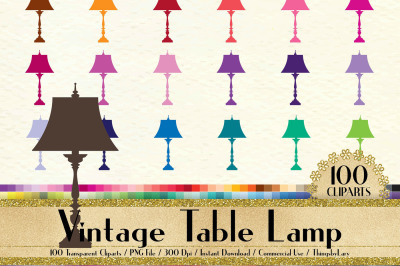 100 European Table Lamp Clip Arts, Antique, Vintage Decor