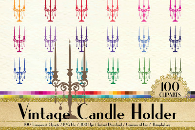100 Vintage Candle Holder Clip Arts, Antique, Vintage Decor