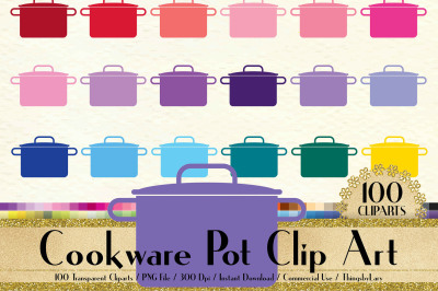 100 Cookware Pot Clip Arts, Kitchen, Cooking