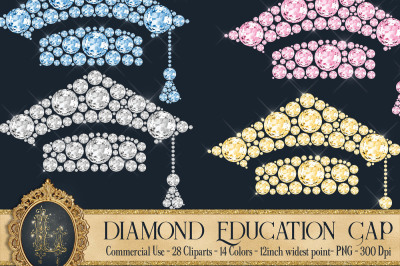 28 Diamond Education Clip Arts, Diamond Graduation Kit