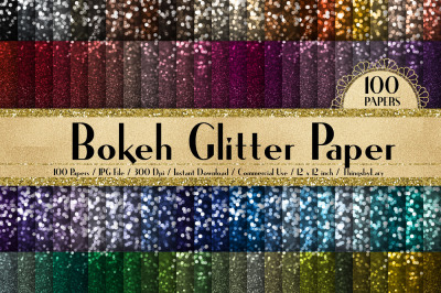 100 Bokeh Glitter Texture Digital Papers 12 x 12 inch