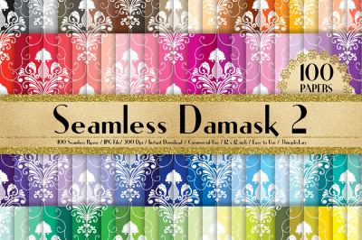 100 Seamless Damask Digital Papers 12 x 12 inch