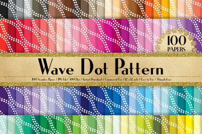 100 Seamless Wave Dot Pattern Digital Papers 12 x 12 inch